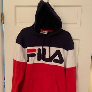 Fila Red White and Blue Hoodie Sweatshirt Size L